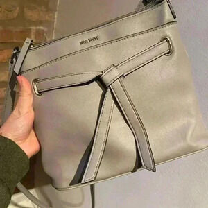 Nine West Gray Crossbody Bag - Vegan Leather, Excellent Condition